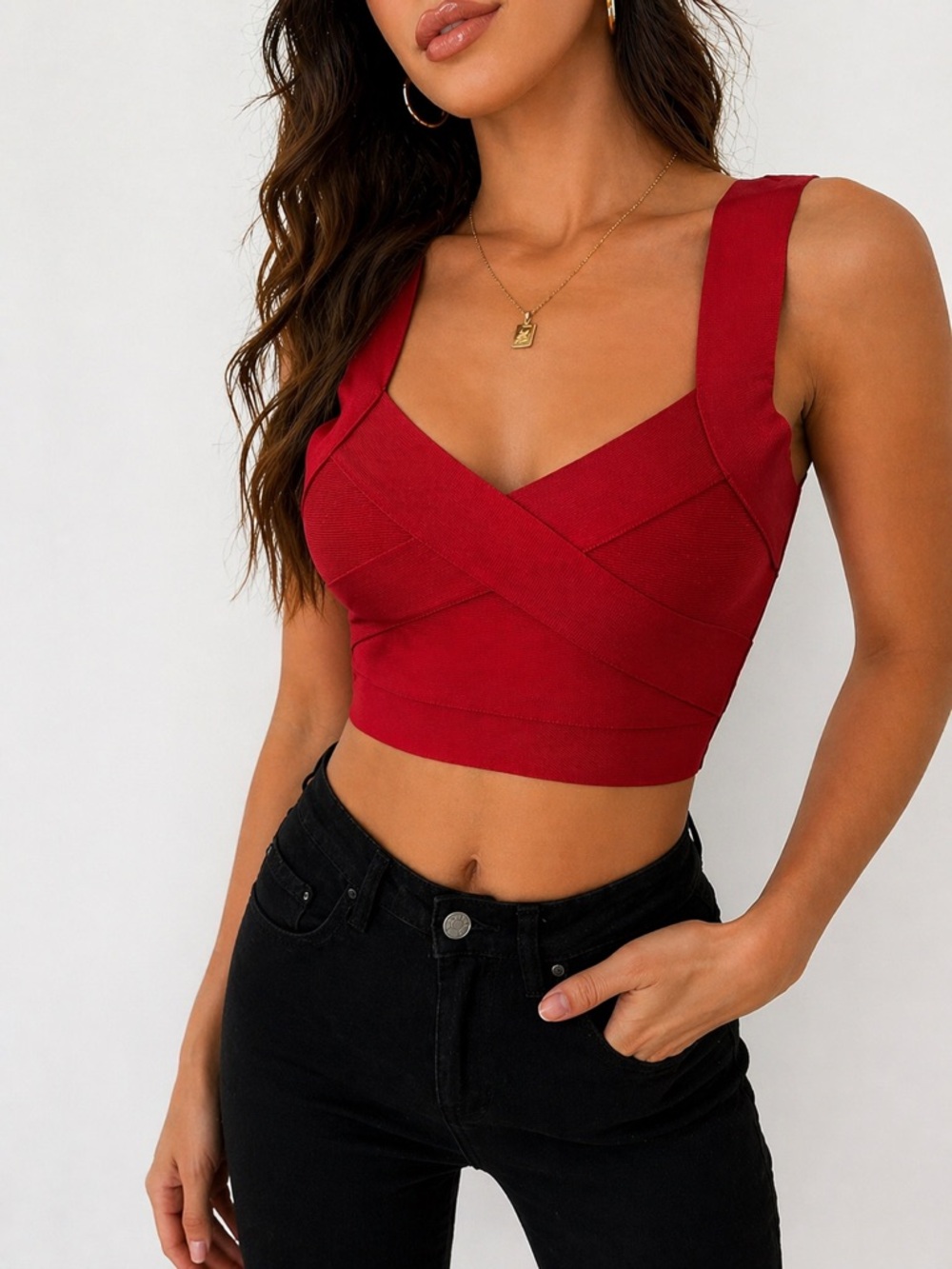 Marciano Red Bandage Crop Top NWT Women’s Small Stretch Sleeveless Sexy